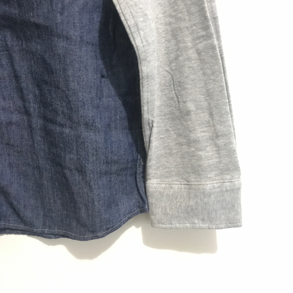 Denim button down shirt w gray fleece Long sleeve - Picture 5 of 8